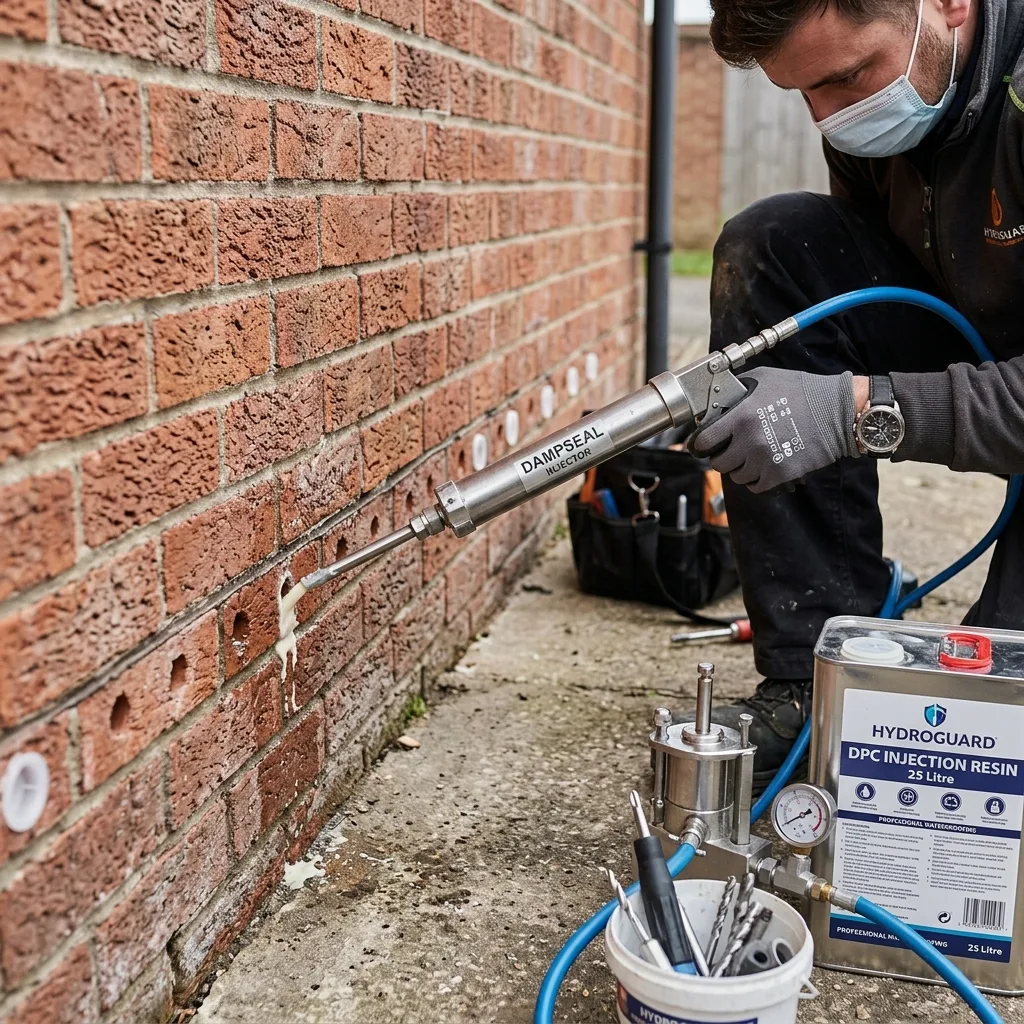 Traitement des remontées capillaires par injection de résine hydrophobe dans les murs en briques